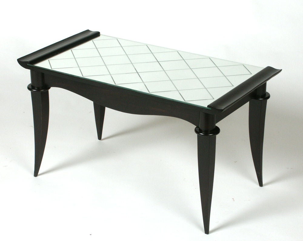 1940's French cocktail table with mirrored top