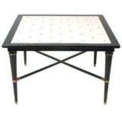 Embossed Leather Top Table with X Base 3
