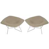 Pair of Harry Bertoia Wide Diamond Chairs in Chrome with covers