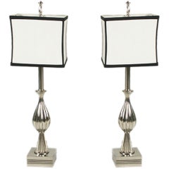 Pair of 1940s Nickel-Plated Table Lamps