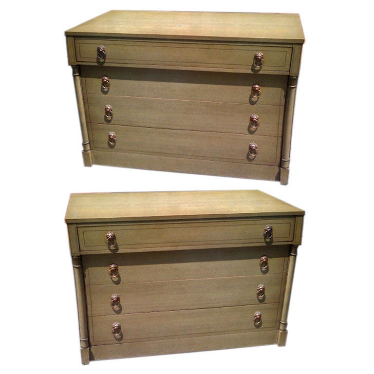 Pair of 1940's Bleached Mahogany Neoclassical chests