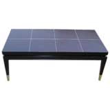 1950's grid cocktail table with metal inlay and sabots