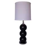 Black Glass and Chrome triple ball table lamp