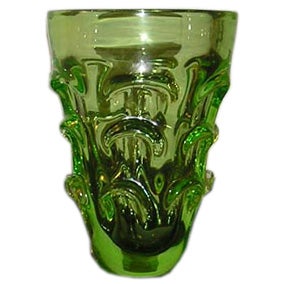 Mid-Century Green Glass Vase For Sale