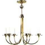 1940's Chandelier in brass with glass ball at top