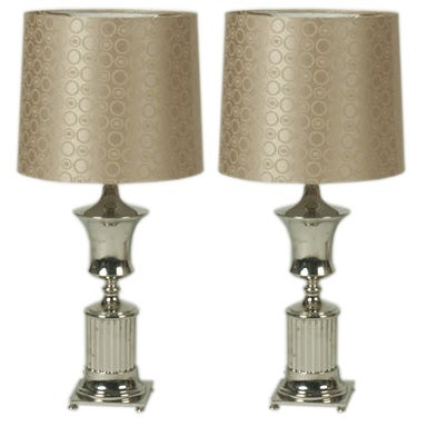 Pair of 1940s Nickel Urn Lamps