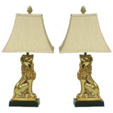 Pair of Mid-century  Asian Modern Lion lamps