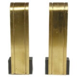 Pair of American Art Deco Andirons in etched brass