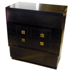 1940s Dark Mahogany Chest of Drawers with Brass Hardware