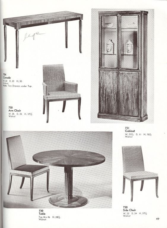 Mid-20th Century Rare Set of 8  T. H. Robsjohn Gibbings dining chairs for Baker