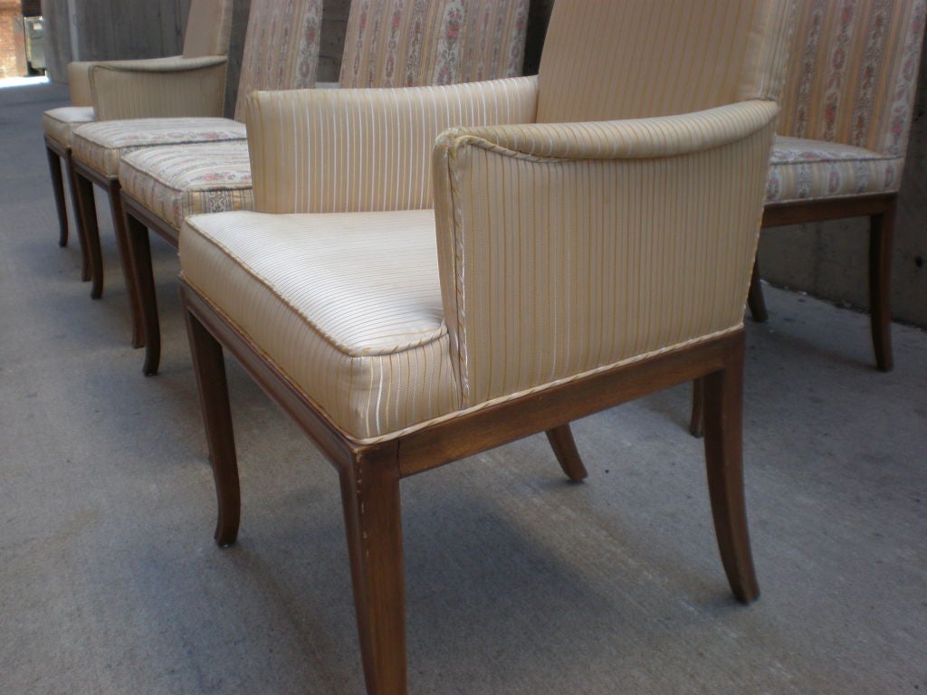 Upholstery Rare Set of 8  T. H. Robsjohn Gibbings dining chairs for Baker