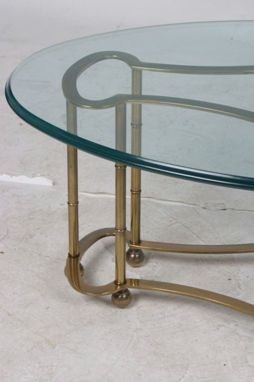 Mastercraft brass and glass cocktail table