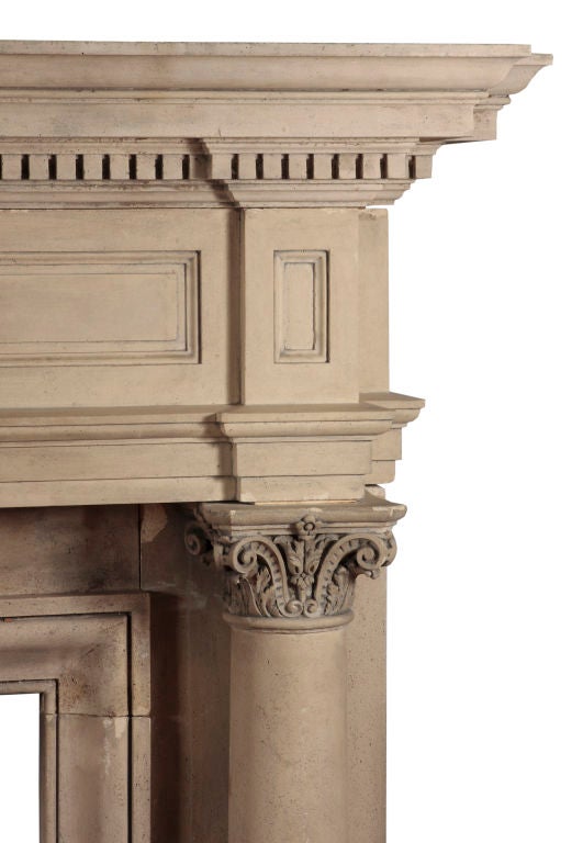 MONUMENTAL CAST STONE FIREPLACE SURROUND