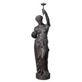 STATUE/TORCHIERE OF A HEROIC MAIDEN