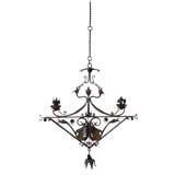 Wrought Iron Light Fixture With Griffins