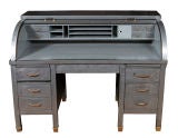 POLISHED IRON ROLL TOP DESK
