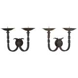 WROUGHT IRON TWO ARM SCONCES