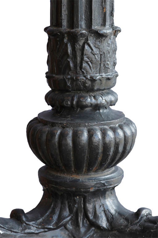 Glass Pair of Cast Iron Torchiere Lights