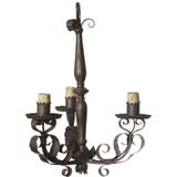 THREE ARM WROUGHT IRON LIGHT FIXTURE