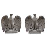 PAIR OF CARVED LIMESTONE EAGLES