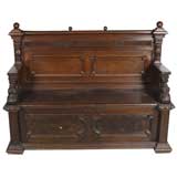 ORNATE CARVED OAK BENCH