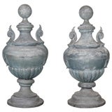 PAIR OF ZINC FINIALS