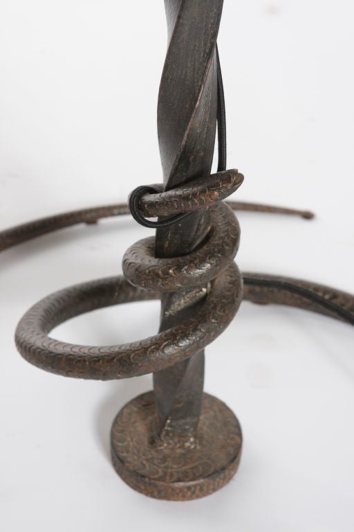 Fer Forge Serpent Floor Lamp In Excellent Condition In Chicago, IL