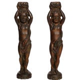 PAIR OF CARVED WOOD PUTTI
