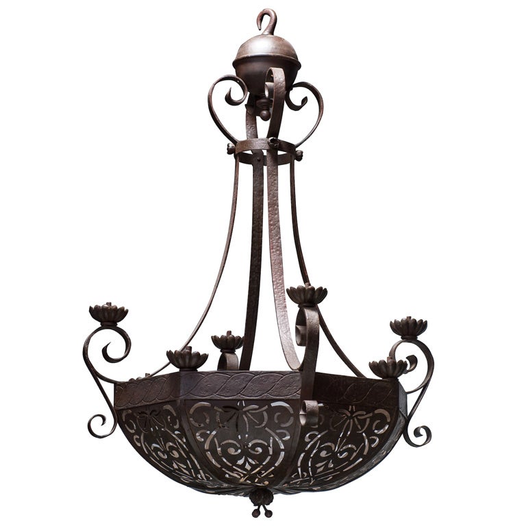 WROUGHT IRON CHANDELIER FROM THE ESTATE OF JOSÉ THENEE