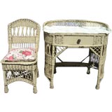 Wicker Dressing Table/Desk with Chair