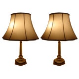 Pair of Cut Glass & Brass Lamps