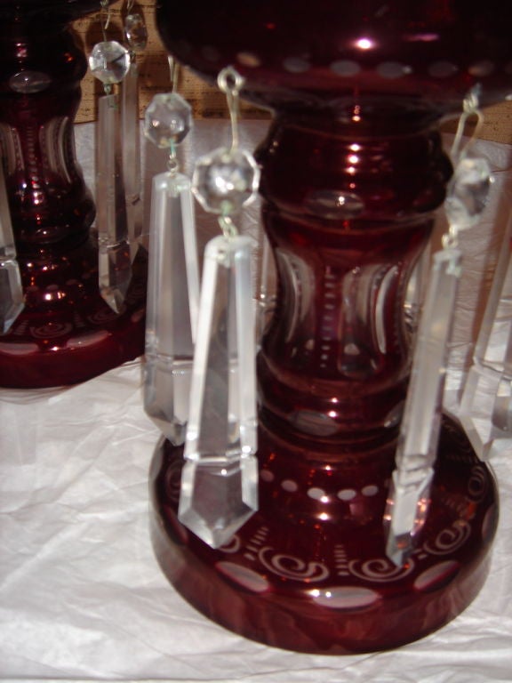 Czech Bohemian Ruby Glass Lusters