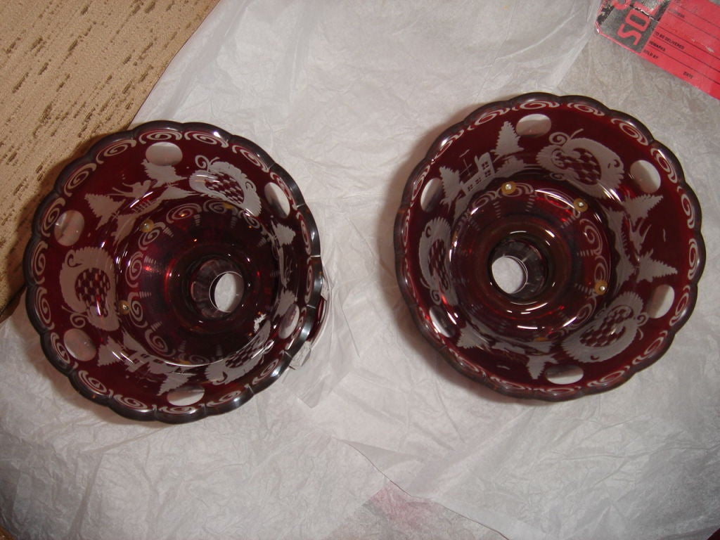 Bohemian Ruby Glass Lusters In Excellent Condition In Sarasota, FL