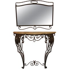 Antique Iron Console with Mirror