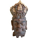 Antique Four Wooden Chinese World Heavenly King Heads