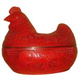 Antique Cinnibar Hen Box