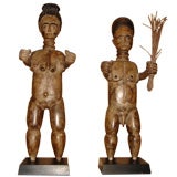 African Male & Female Fanti Wooden Figures