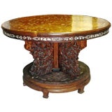 CENTER TABLE w/ detailed ivory inlay and rotating top