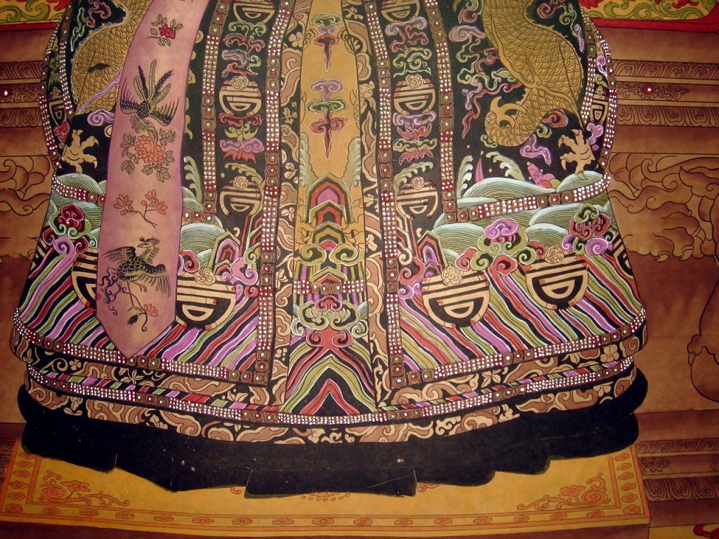 Pair of Chinese Emperor and Empress Scrolls In Excellent Condition In Sarasota, FL