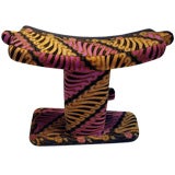 FABRIC COVERED WOOD STOOL