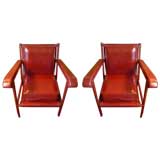 Pair of JACQUES ADNET "Equestrian" Armchairs