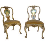 Antique Rare "Verre Eglomise" Queen-Anne style chairs