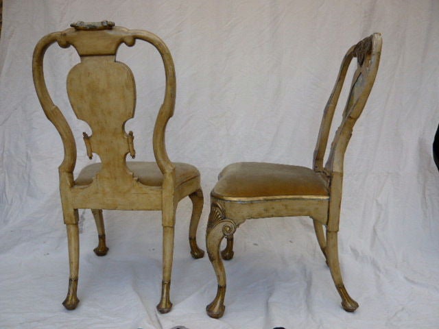 Rare "Verre Eglomise" Queen-Anne style chairs