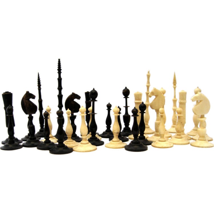 Antique French Ivory chess set