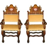 PAIR of 18th c.  Spanish Colonial armchairs