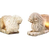 Rare pair of Romanesque marble Lions