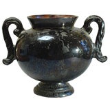 Puebla 19th c. luster-glazed black Urn