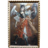 Fine 17th c. Spanish Colonial archangel oil on canvas