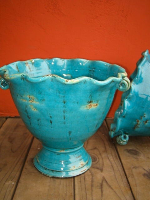 Pair of good VALAURIS 1950's French faience