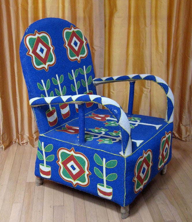 Yoruba Beaded Chair In Excellent Condition In Summerland, CA